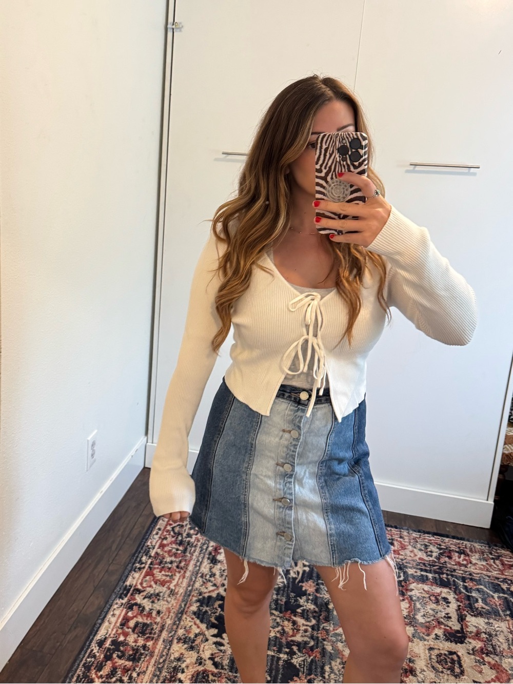 Blank NYC Blue Panel Denim Mini Skirt